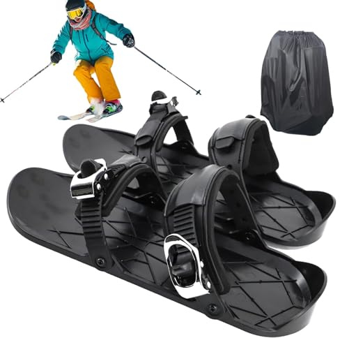 Skis courts, raquettes à neige pour hommes, Patins à glace, Accessoire de ski antidérapant avec sac de transport, skis courts réglables multifonctionnels pour hommes et femmes, courses de ski de rando
