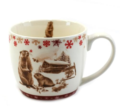 Tabac du Bassigny Tasse Déjeuner en Porcelaine - Marmottes Bianca 380 ml