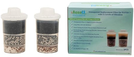 Transparent Replacement Alkaline & Fluoride Water Filter - Compatible with WATERT 7+ & Klar Jugs - 11 Stages of Filtration - Produced Under +AcsaCi Quality Control