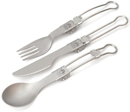 Camping Table Varelle Ti Pliage Spoon Fork Knife Set Portable Travel Ustensiles Outdoor Activités