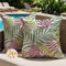 Jayusaror Outdoor Kissenbezug 50x50 cm Grün Rosa Bunt Kissenhülle Wetterfest Sofakissen Gartenkissen Sommer Tropische Blätter Deko Kissen Kissenbezüge für Sofa Garten Deko 2er Set