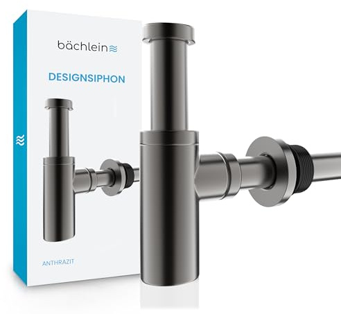 Bächlein Sifone di Design Universale per Lavabo e Lavabo - Antracite - Sifone Antiodore con Apertura di Pulizia + Istruzioni di Montaggio (Lingua Italiana Non Garantita)