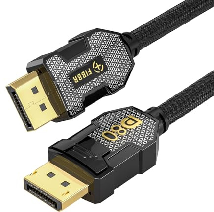 FIBBR 80Gbps Displayport Copper Cable 1M, [VESA Certified] Displayport 2.1 Cable, 16K@60Hz 8K@60Hz 4K@240Hz High Speed Display Port Lead Compatible for Gaming Monitor, Graphic Card, HDTV, PC