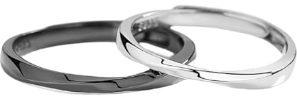 Aotiwe Ringe Frauen 925, Ringe Damen Vintage Silber Schwarz Möbiusband Verstellbar Geschenk Hochzeitstag