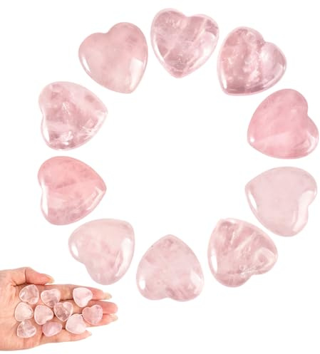 Dekorinex 10 Pezzi 2cm Cristallo di Quarzo Rosa Cuore Amore Guarigione