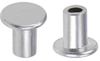 sourcing map 100 Pcs 4mm x 6mm Aluminum Flat Head Semi-Tubular Rivets Silver Tone