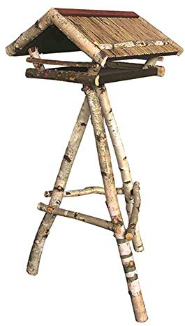 Siena Garden 500-38 Vogelfutterhaus Birke, 52 x 55 x 25 cm, mit Ständer, Natur