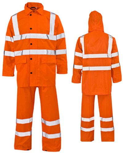 Tuta impermeabile unisex ad alta visibilità, in PVC, leggera, da lavoro, ad alta visibilità, 2 pezzi, Ciao Viz Arancione, 3XL