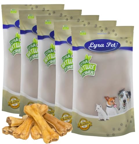 Lyra Pet® 50 STK. Kauknochen gefüllt mit Pansen ca. 15 cm | Naturbelassener Kausnack | Hundeknochen zur Zahnreinigung | Langer Kaugenuss aus Rinderhaut | Nährstoffreich | Fettarmer Kauartikel