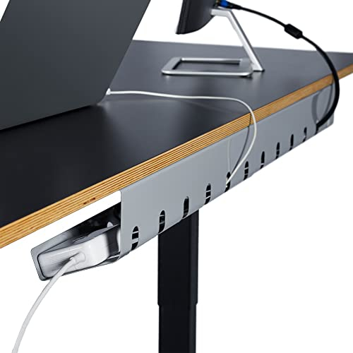 PAMO Kabelkanal Schreibtisch 2er Set zur einfachen Montage untertisch I inkl. 10x Klett Kabelbinder und Kabel-Clips I Schreibtisch Organizer für Büro/Home Office Tisch