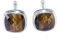 Crystalcraftindia Manschettenknöpfe aus 925er-Sterlingsilber, Tigerauge, 1 Paar