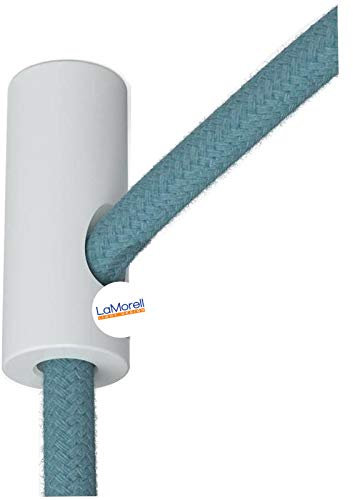 Decentratore, Gancio da Soffitto o Parete. Colori Nero,Bianco e Trasparente in Plastica; Per cavo elettrico in tessuto/tessile. CONFEZIONI 5/10 PEZZI (3 PEZZI BIANCO)