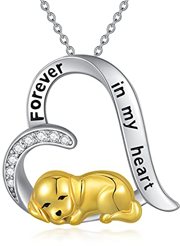 LONAGO Hund Halskette 925 Sterling Silber für Immer in Meinem Herzen Süßer Hund Anhänger Halskette Schmuck für Frauen