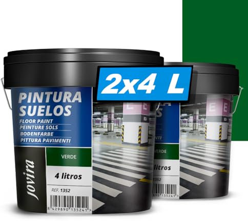 JOVIRA PINTURAS -12 K-Pittura per pavimenti esterni ed interni, garage e superfici sportive in genere, finitura opaca. Protegge e decora le superfici in calcestruzzo, cemento (2x4 Litri, Verde) B-13-2