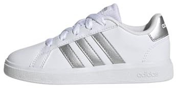 adidas Unisex Kinder Grand Court Lifestyle Tennis Lace-Up Shoes, White / Matte Silver / Matte Silver, 36 EU