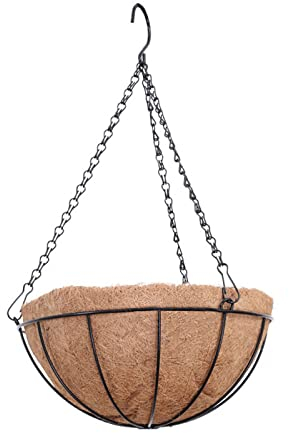 hifrom Cesta colgante de jardín con forro de fibra de coco, cesta para plantas y flores que se arrastran, maceta colgante redonda de metal, marcos de cesta colgante para exteriores e interiores (8