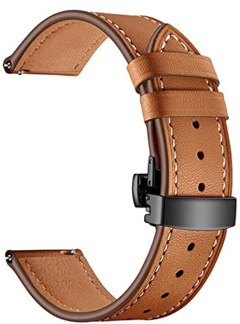 Cinturino Sportivo per Samsung Galaxy Watch 6/6 Classic/5/5 Pro/4/4 Classic/3 41mm/Active 2/Active,per Huawei Watch GT/Pro 42mm,20mm Cinturino Ricambio Cinturino in Vera PellePulsante Nero Marrone