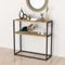 [en.casa] Table Console pour Salon Table d'Appoint Rectangulaire avec Surface de Rangement Panneau de Particules Métal 90 x 90 x 34 cm Effet Chêne Noir
