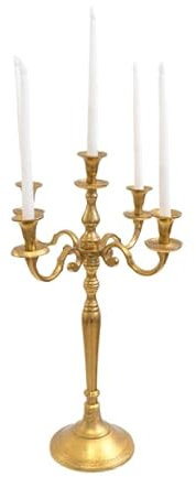 CHANDELIER OR - Chandelier Bougeoir Doré 60cm de haut, Décoration de Table style ancien, Facile à Monter, Largeur pied 21cm - Passion Décor