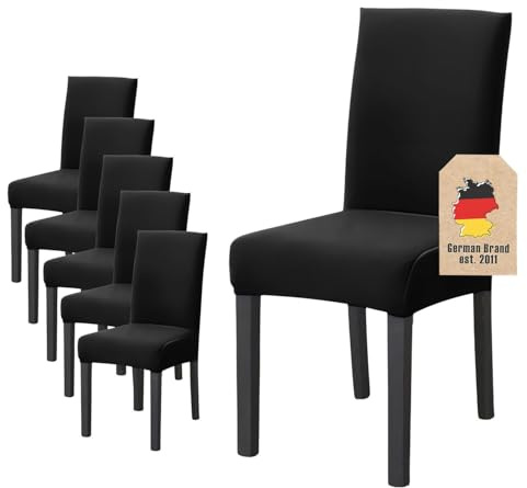 INTIRILIFE 6X Elastischer Stuhlhusse Stuhlüberzug in SCHWARZ mit 38-45 cm Sitzfläche und 45-65 cm Lehnenhöhe - Für Partys Hochzeiten Hotels oder Zuhause im Esszimmer