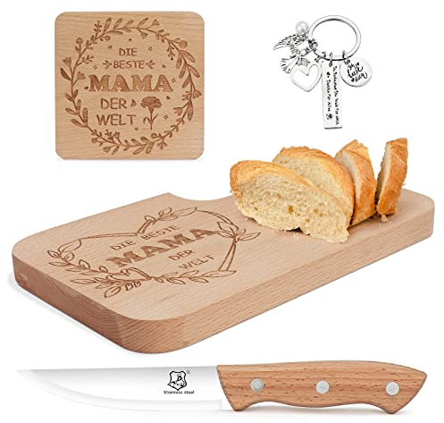 Hzdyopk Migliore regalo per la mamma, per la festa della mamma, per la colazione, tagliere con coltello per la colazione, regalo di compleanno per la mamma, XCB0218