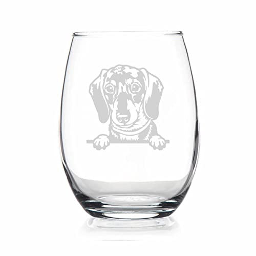 HTDesigns Dackel Peeking Paws Weinglas ohne Stiel – Dackel Geschenk – Hundegeschenk – Haustiergeschenk – Hundegeschenk – Hundemutter Geschenk – Dackel Weinglas