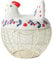 oskas Chicken Egg Holder, Fresh Egg Storage Basket Countertop,Decorative Ceramic Lid with Wire Basket,Holds 2 Dozen Egg, White3