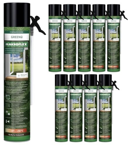 Makroflex PU-Schaum GreenQ PU-STD von Henkel - Bauschaum für starke Abdichtung & Isolierung - Montageschaum Grau inkl. Röhrchen - sofort einsetzbar (12x 750ml)