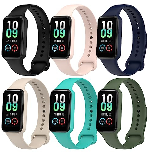 BDIG 6PCS Correa Compatible para Amazfit band 7 correa, Pulsera Silicona Reloj de Recambio Brazalete Coloridos Correas para Amazfit Band 7