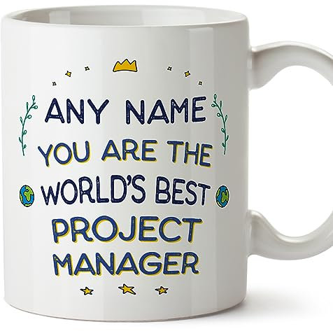 MUGFFINS Personalised Mug for Project Manager - in English - World's Best - Funny Custom Gift for Colleagues - Ceramic 11oz Mug