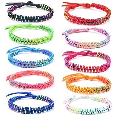 Pummny Freundschaft Armband Kinder, 10 Stück Regenbogen Verstellbar Armband, Handgefertigt Freundschaftsarmbander, Gewebte Armbänder Regenbogen für Frauen, Männer Handgelenk Fußkettchen