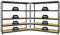 PROREGAL Mega Deal 2er-Set Schwerlastregal Giant Elephant 180x180x45cm mit 5 Ebenen Fachlast 200kg Schwarz, Kellerregal, Steckregal, Garagenregal, Lagerregal