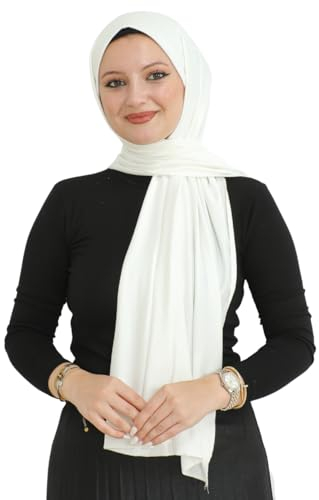 Prien Hijab Kopftuch Für Damen, Frauen Schal Kleider, Modern Kopftücher Weicher Jersey, Muslim Kleid Türkisch Premium Gebetskopftuch, Umrah Geschenk, Hijab Set (Creme)