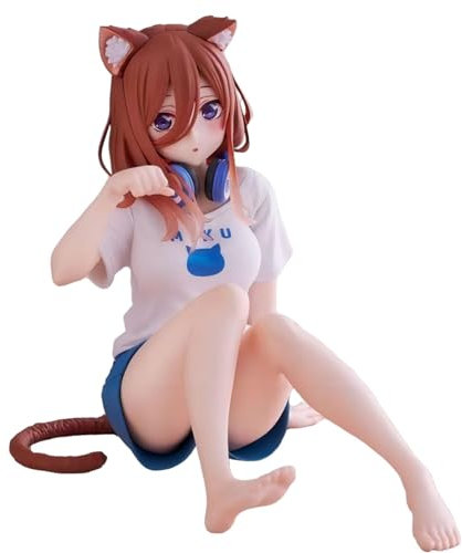 Keyhvao Nakano Nino/Nakano Miku Anime Figur Modell Figur Katze Styling Sitzen Niedliche Dekoration PVC Material Geschenke für Desktop, Freund, Unisex (Nakano Miku)