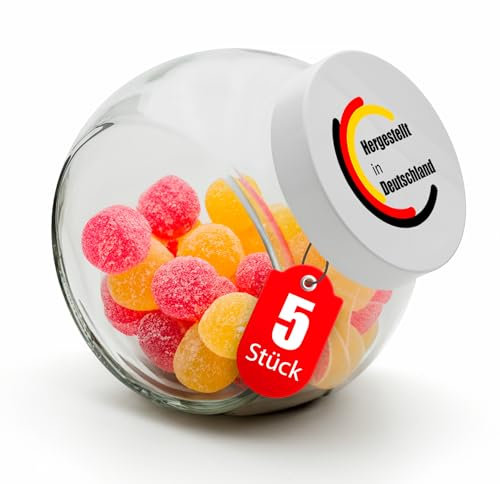 BigDean 5 Stück Bonbonglas mit Deckel 2 L – Made in Germany