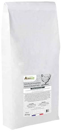 Coquilles d'Huîtres pour Poules Pondeuses broyage Fin, granulométrie de 0,5 à 1 mm (20 Kg)