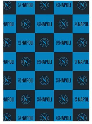 hermet SSC Napoli, weiche Decke mit Logo, warme Decke für Sofa und Bett, Größe 150 x 210 cm, Soft Touch, Hellblau, offizielles Produkt