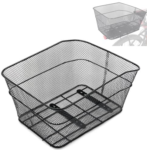 BINOTHINK Fahrradkorb Hinten, Groß Fahrrad Korb Stabil Hinten, Metall Fahrradkorb Gepäckträger Korb mit Montagezubehör für Kleiner Hund Einkaufen Picknick Schulranzen (L1)