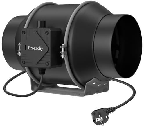 Brogachy 150mm Regelbar Rohrventilator 688m³/h, Abluftventilator 3000RPM,mit Dreiphasiger EC-Motor, für Heizung, Kühlung,Booster, Wachstumszelte, Hydrokulturen, Heimgebrauch, Belüftung.