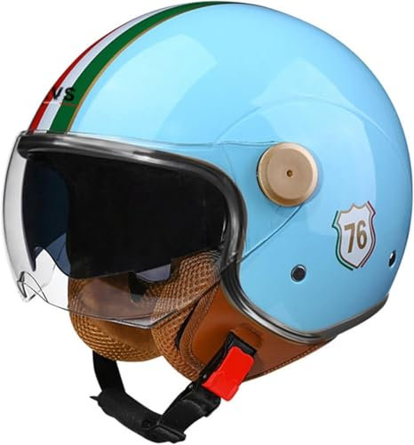 Casco Da Motociclista Vintage 3/4 Aperto Con Doppia Visiera, Casco Jet In Stile Retrò, Casco Da Motociclista Jet Certificato ECE A,M
