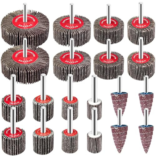 XLKJ 20Pcs Flap Wheel, Abrasive Wheel Set 10 Different Sizes, Disc Abrasive Sanding for Drill, Polishing, Grinding