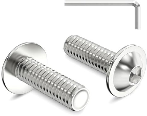 20 Stück M8 x 25 mm Linsenkopfschrauben mit Flansch Innensechskant Antrieb Edelstahl A2 V2A Schrauben Vollgewinde mit Innensechskantschlussel