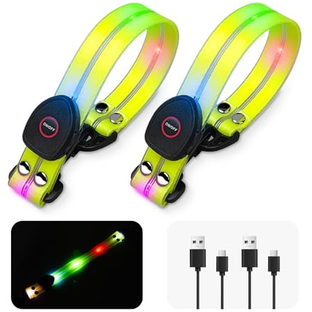 Cveenk 2 Stück LED Blinklicht Schulranzen, USB Aufladbar Sicherheit Licht für Kinder, Sicherheitslicht Reflektoren Anhänger für Schulranzen Rucksack Wandern Laufen Joggen Haustier Kleidung