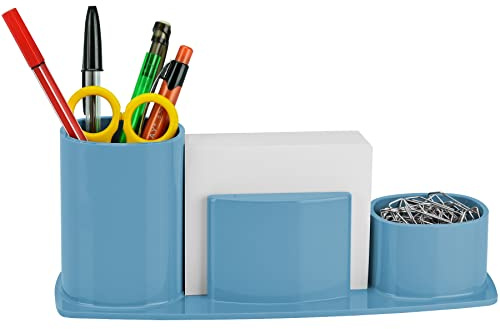 Acrimet Millennium Desk Organiser Cup Caddy, Memo Paper, Blue | Desk tidy with memo paper, ideal for office, home, school and reception use