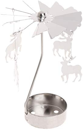 Manyo Kerzenständer, silber auf drehbarem Fuß, Kerze, Teelicht Karussell Dekoration Haus Geschenk Geburtstag, 01, 8x13cm/3.15x5.12
