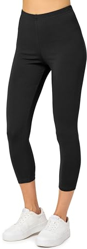 Merry Style Capri Leggings Damen 3/4 Baumwolle MS10-199 (Schwarz,S)