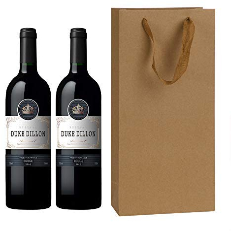IPENNY 10 Stück Flaschentüten für 2 Flaschen Geschenktüten für Wein mit Henkel 17 * 9 * 35 cm Kraftpapier Weintragetüten Flaschenbeutel Papierbeutel Papiertüten
