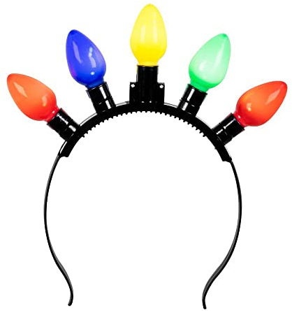 Boland 31201 - Party-Tiara mit LED, Haarreif mit Beleuchtung, mehrfarbig, für Erwachsene, Kopfschmuck, Glühbirnen, Karneval, Fasching, Fastnacht, Mottoparty, Halloween