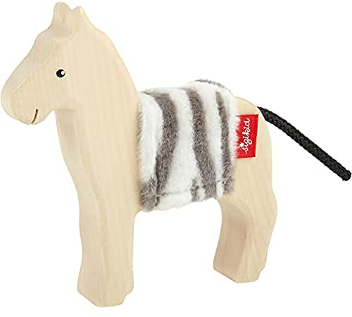 SIGIKID 39505 Holztier Zebra Cudly Wudly Mädchen und Jungen Babyspielzeug empfohlen ab 3 Jahren natur/schwarz-weiß