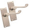 Victorian Scroll Internal Door Lever Latch Handles – Chrome/Brass/Satin, Suitable for All Types of Internal Doors 118x40mm Backplate (Satin Nickel)